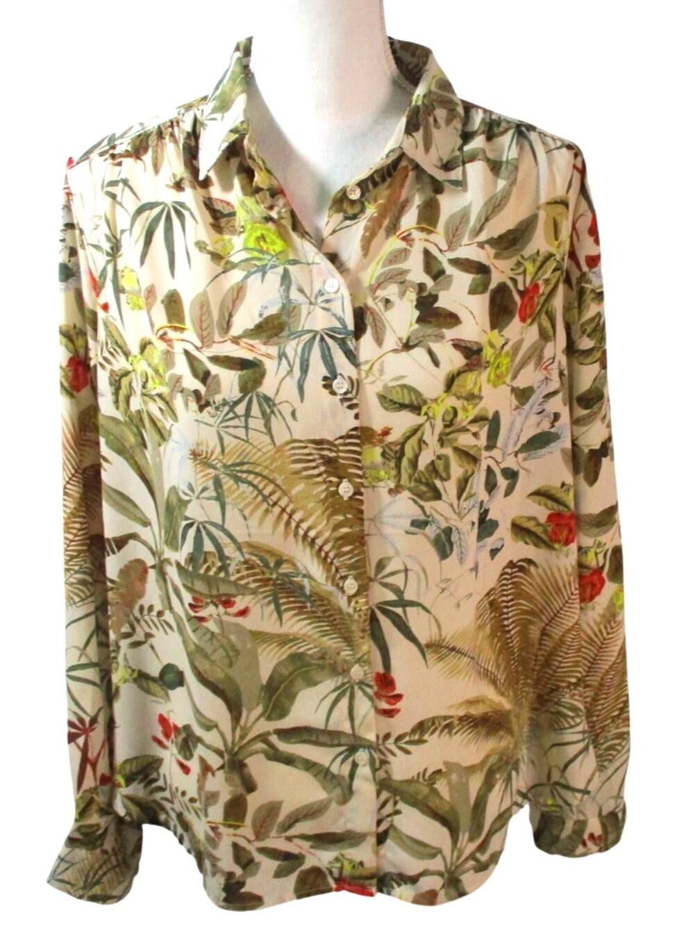 Philosophy Women's Multi Color Floral Print Long Sleeve Button Front Blouse M.